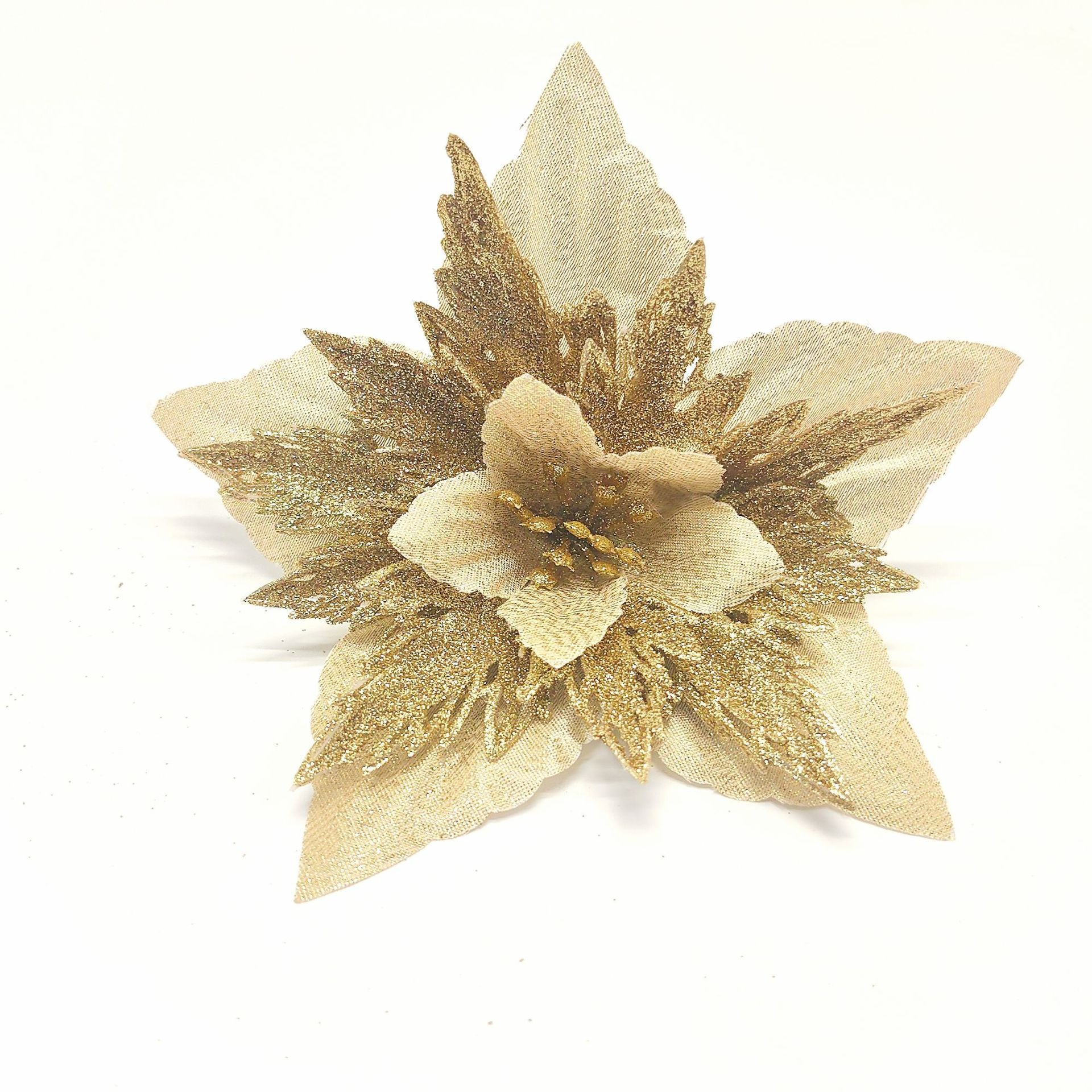 圣诞花厂家塑料多色绢花亮绒布材质节日庆典家居圣诞节装饰假花
