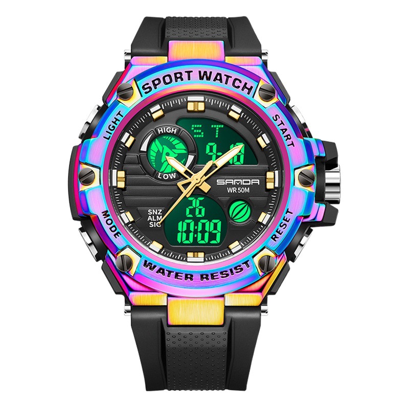 SANDA 3196 Comercio exterior multi-funcional de los hombres en vivo de comercio electrónico popular multi-funcional impermeable reloj deportivo