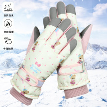 女冬季触屏滑雪手套防水保暖卡通分指手套加厚加绒骑电车手套批发