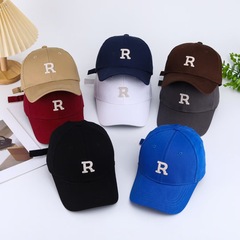 棉質透氣新款鴨舌帽子女R字母夏季遮陽防曬戶外運動棒球帽男百搭