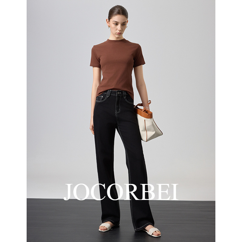 Jocorbei【Super Slimming! Naturally Straight Legs】Vintage Black Jeans for Women, Straight Wide-Leg Loose Pants