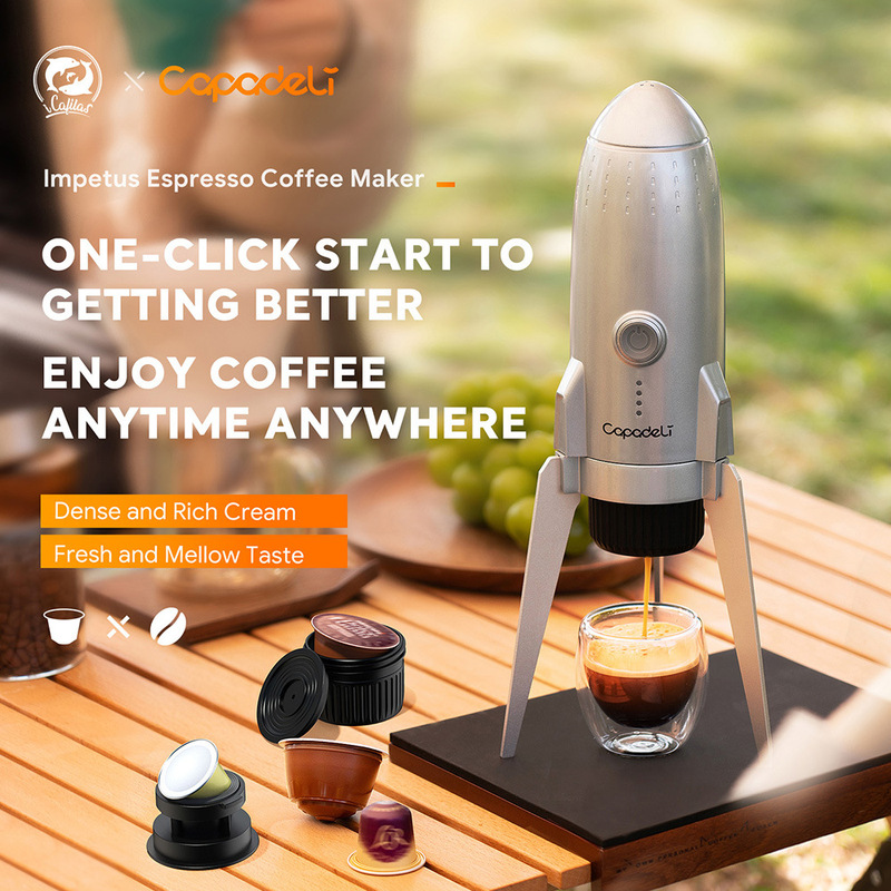 Innovative rocket version shape wireless heating indoor and outdoor portable three-in-one multifunctional capsule espresso coffee machine