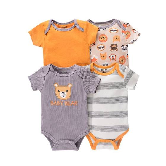 Foreign trade summer newborn baby suit jumpsuit climbing clothes 4-piece suit with mesh bag for 0-9mins