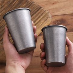 レトロ304ステンレスコップ単層冷たいコップは古いお茶のコップを作ってキャンプ風ビールマグをカスタマイズします。