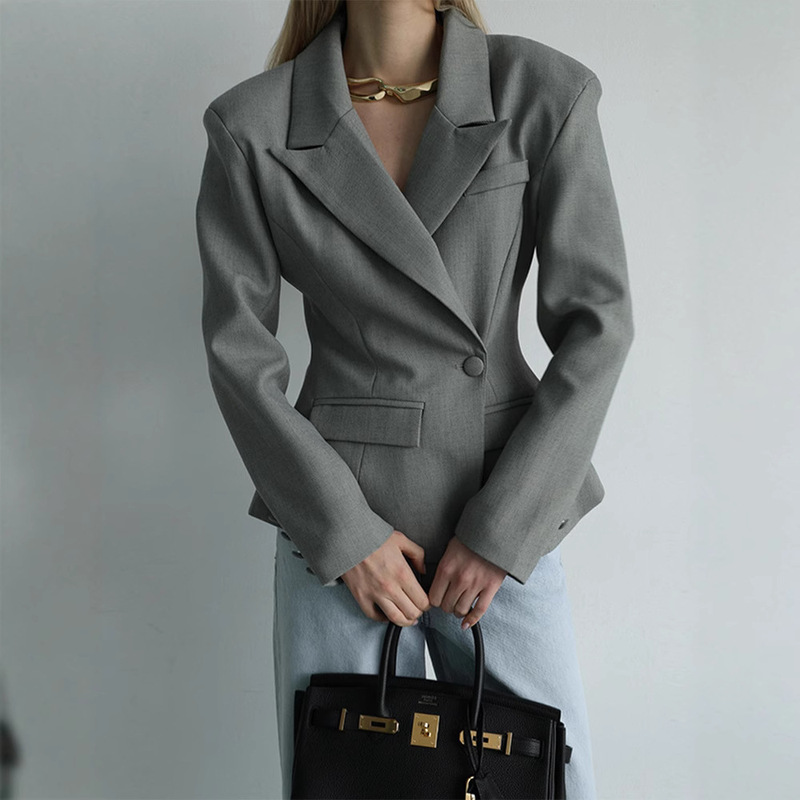 2025 Cross-Border New Casual Petite Design Niche Suit Black Short Suit Jacket for Women