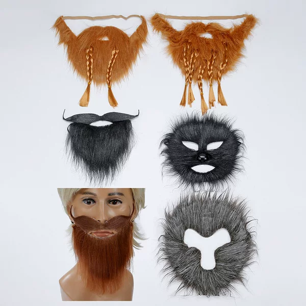 Cross-Border Popular Halloween Beard Props, Masks, Realistic Decorations, Viking Braids for Parties