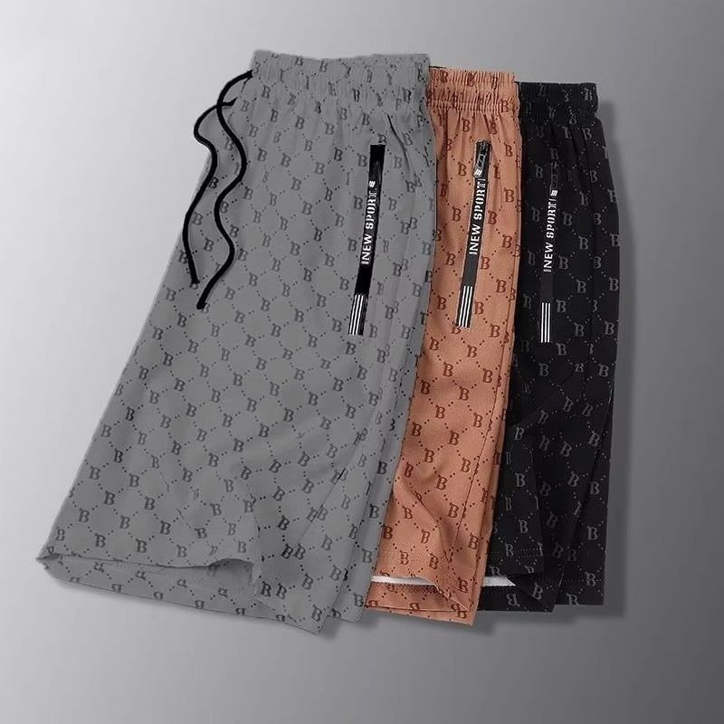 Summer Ice Silk Casual Shorts for Men, Large Size, Loose, Thin, Breathable, Straight Drawstring, Youth Five-Point Pants, Trendy Men