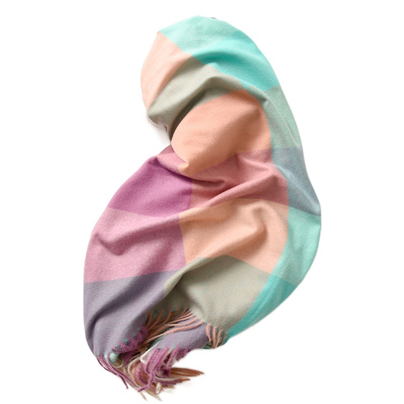 Bufanda de mujer a rayas y cuadros de moda 2025, chal grande, estilo elegante para dama, bufanda cálida de otoño e invierno, de alta gama para mujer.