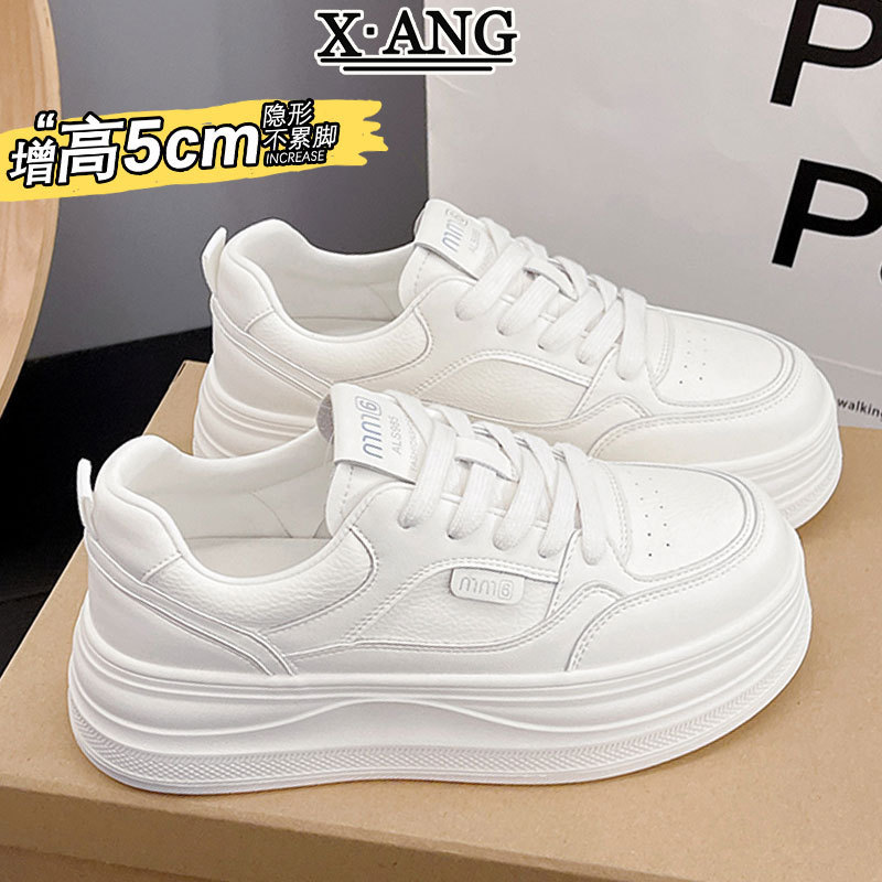 First-Layer Cowhide Fashionable Thick-Soled Sneakers for Women 2026 New Versatile White Shoes Women's Casual Sports Shoes First-Layer Cowhide Fashionable Thick-Soled Sneakers for Women 2026 New Versatile White Shoes Women's Casual Sports Shoes