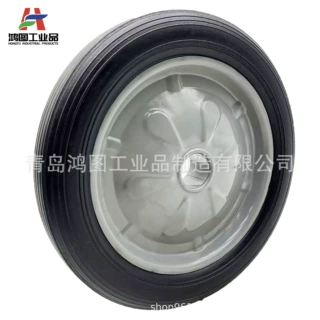 源头工厂定制9寸橡胶粉轮子 铁轮毂高载重搅拌机轮子橡胶实心轮胎