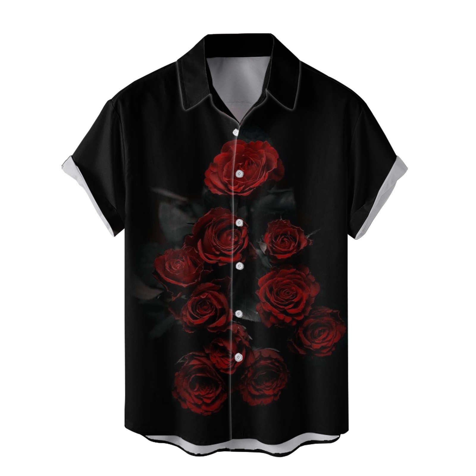 Camisas nuevas para hombres de comercio exterior europeo y americano transfronterizo Serie del día de San Valentín Camisa casual de manga corta con estampado digital 3D