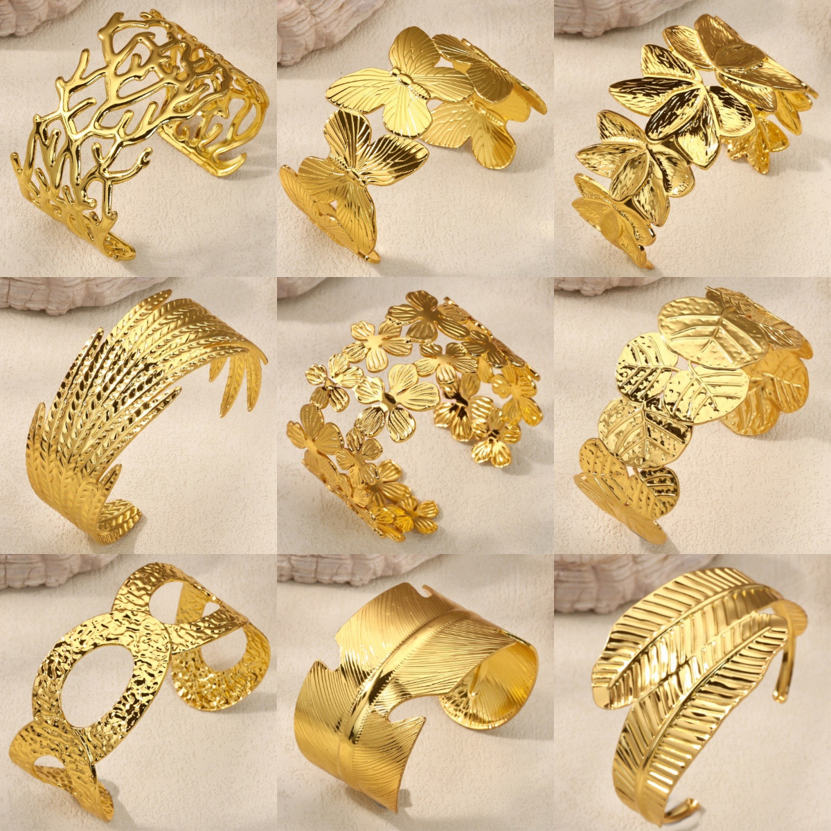 กำไลข้อมือเปิดปลายประดับขนนกและดอกไม้ แบบกว้าง ดีไซน์เฉพาะตัว ยอดฮิตในตลาดต่างประเทศ เครื่องประดับข้อมือโลหะหรูหรา แมทช์ง่าย แนวมินิมอล