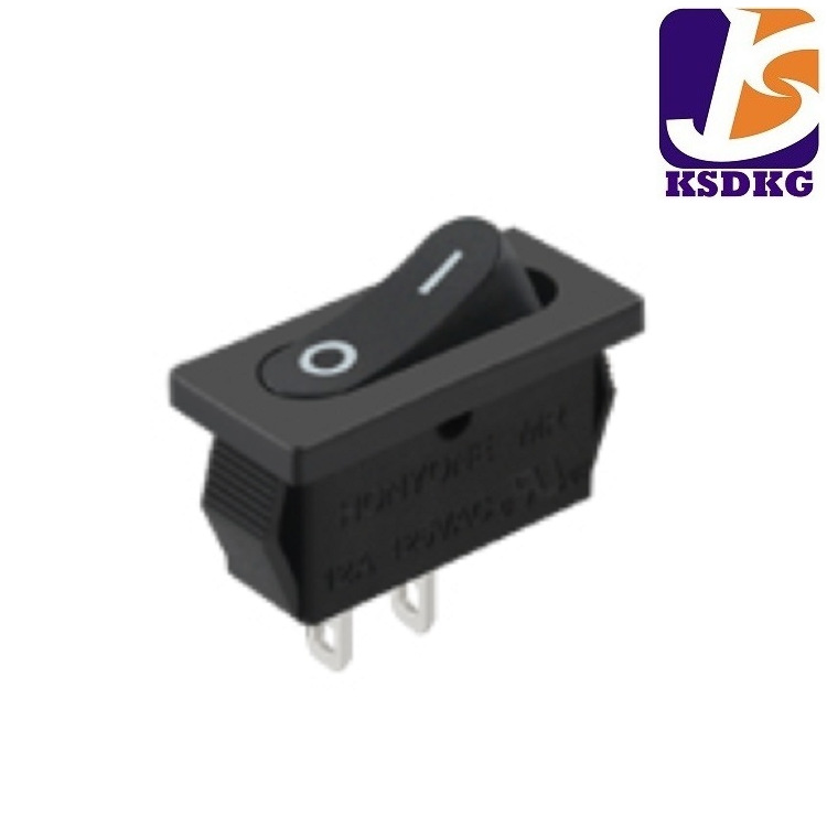 厂供现货 小灯具开关 两档黑色翘板开关 两脚船型电源开关