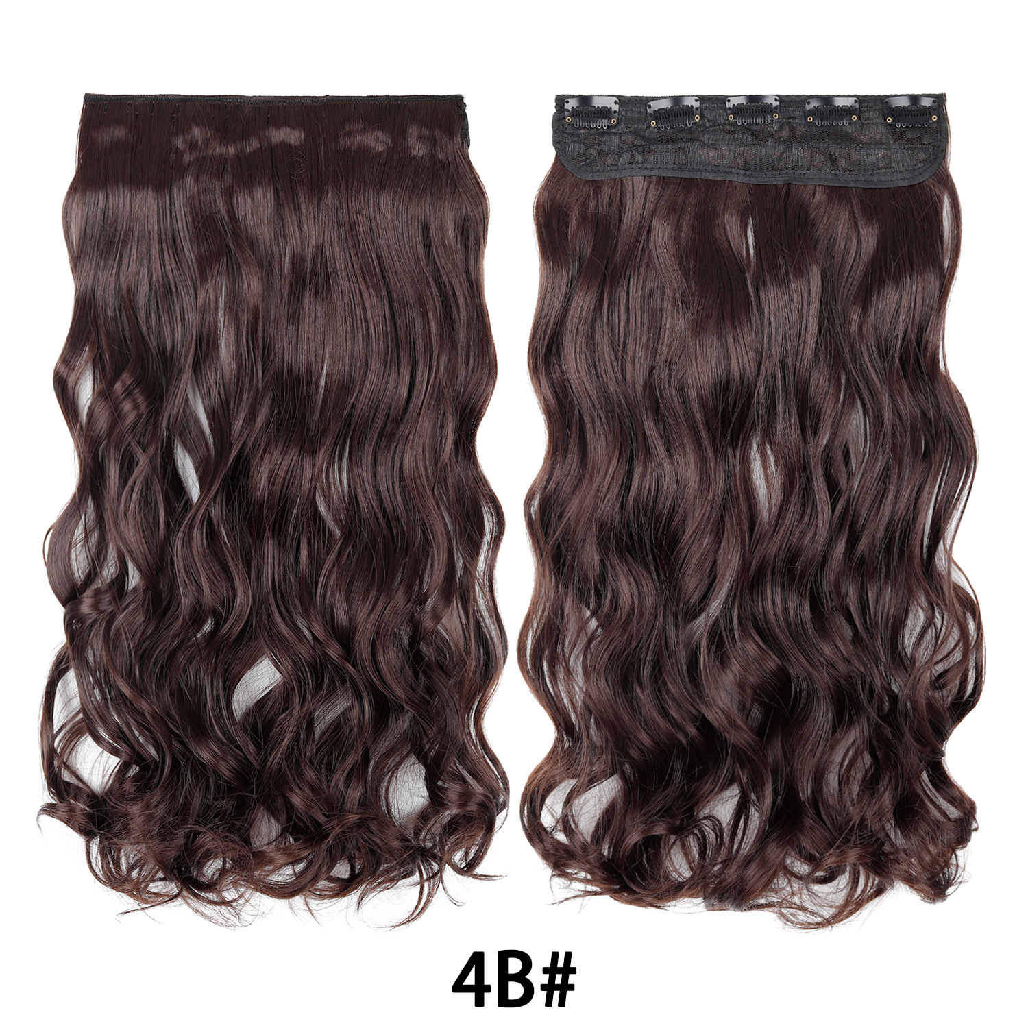 Extensión de Cabello de 5 Clips de 18 Pulgadas de Fibra de Alta Temperatura Rizado para Señoras