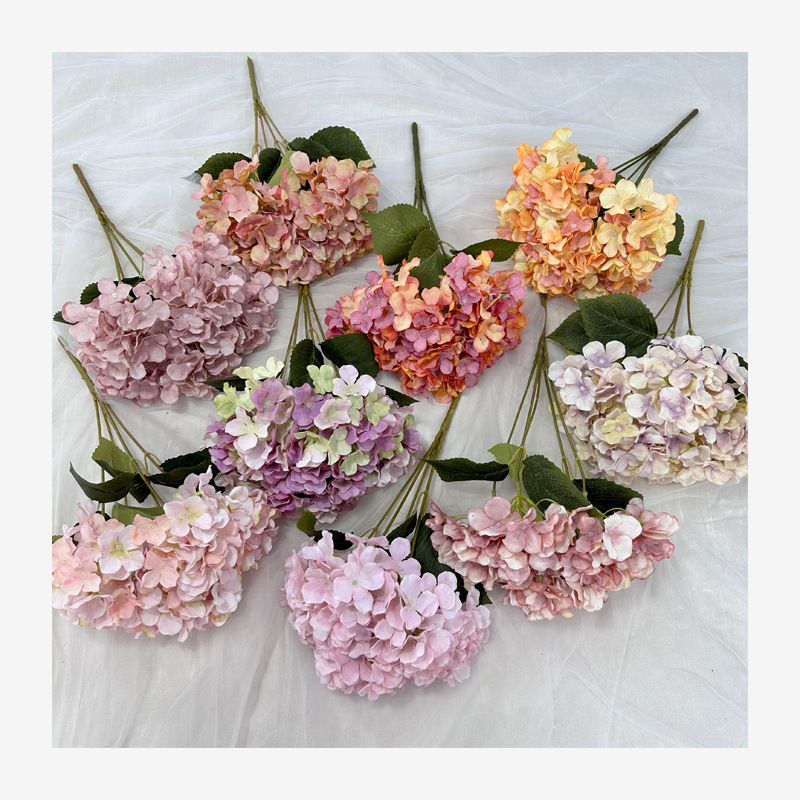 5頭の秋色のイギリス式のアジサイの結婚祝いの道は花の材料の講堂のデパートの花の壁の布の景の家の偽の花の置物を飾ります。|undefined