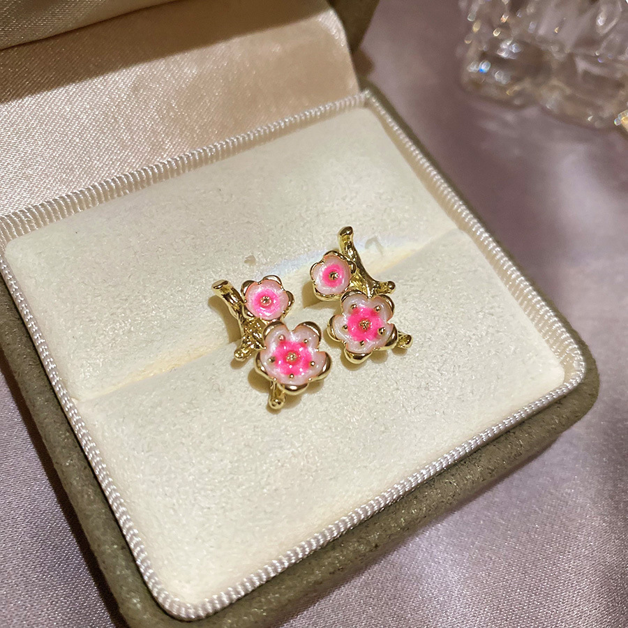 Pendientes de flores de color dopamina de verano Pendientes de todo fósforo de nicho fresco Pendientes de lujo de alta gama de moda al por mayor