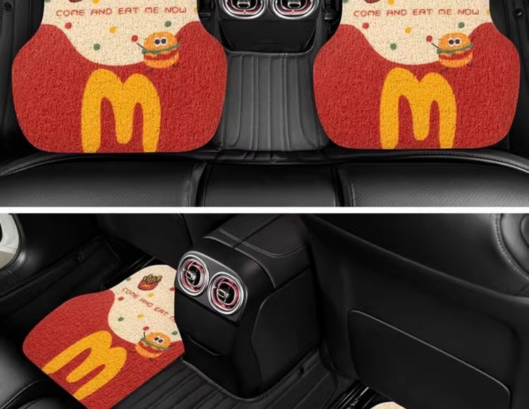 Cartoon Cute Car Floor Mats, Non-Slip Mud Scraping Dust Removal Mats, Dirt-Resistant and Wear-Resistant Wire Ring Floor Mats, Cuttable Car Floor Mats