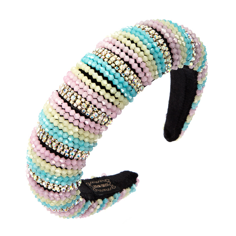 Fashion Hand-sewn Crystal Widened Thickened Sponge Headband Wholesale display picture 10