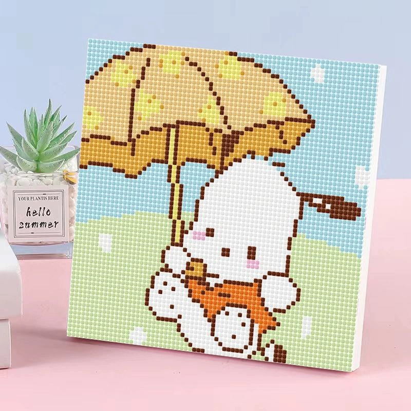 DIY живопись бриллиантами для детей - ручная работа мультфильм-головоломка в рамке из массива дерева 20x20 см, инструмент для бриллиантовой насечки