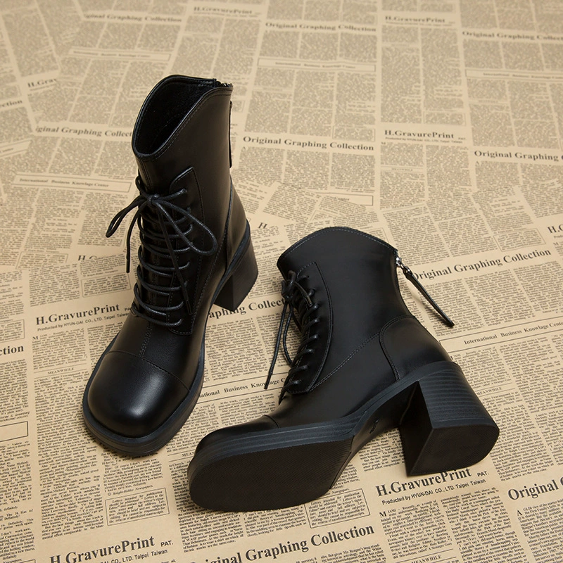 7120-10 осенне-зимние Ботинки Martin на высоком каблуке для женщин 2023 новые осенние жареные уличные сапоги в британском стиле