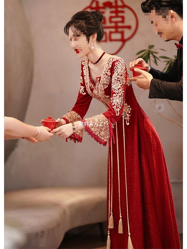 中式敬酒服新娘2025新款秀禾服感气质结婚礼服女冬季平时可穿