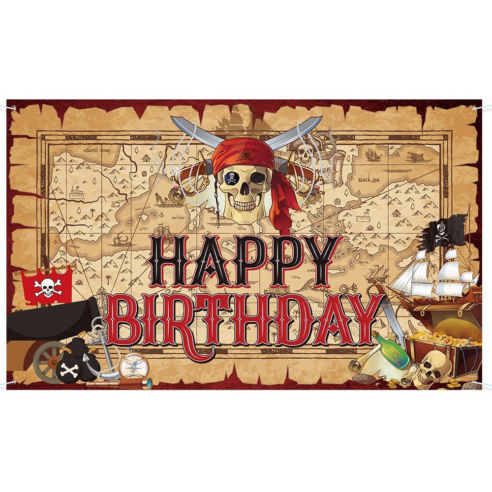 Halloween pirata tema fiesta de cumpleaños decoración traje cumpleaños bandera pirata espiral colgante pastel tarjeta inserción