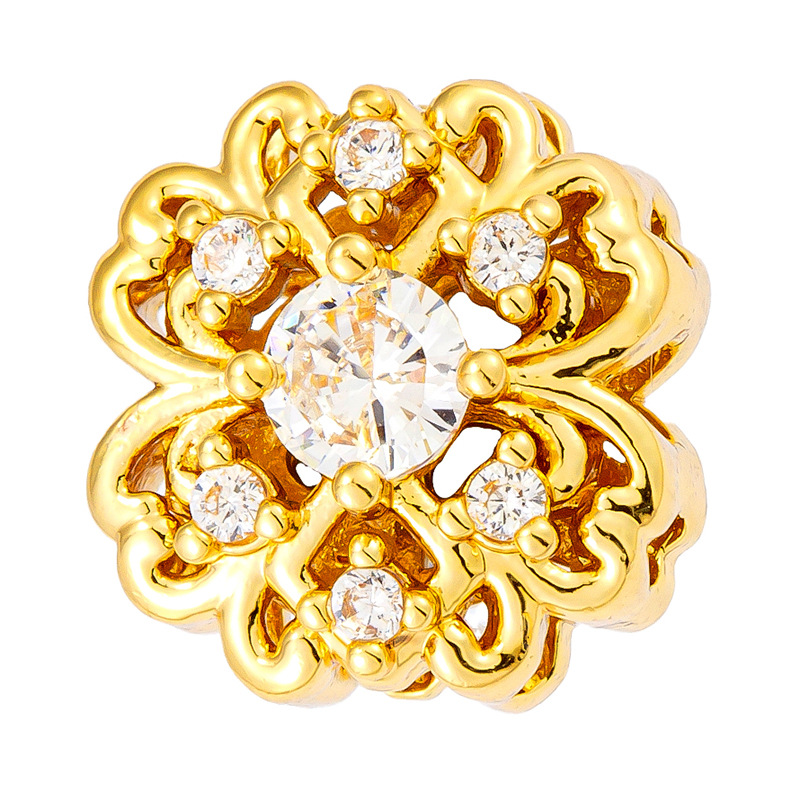 Antiguo método oro goteando aceite azul quemado colgante cuentas Dios de la riqueza atrapador de sueños flor cuentas de tambor accesorios de bricolaje joyería de transferencia