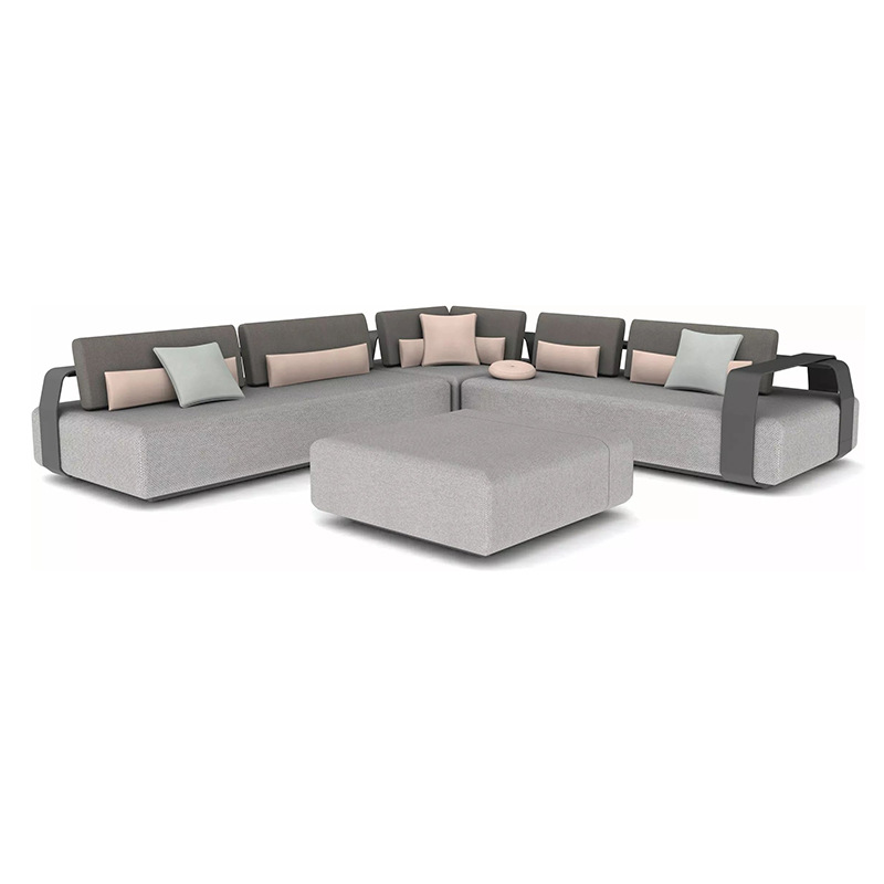 Sofá al aire libre villa casa patio acero inoxidable combinación balcón exposición muebles impermeables mesa de té