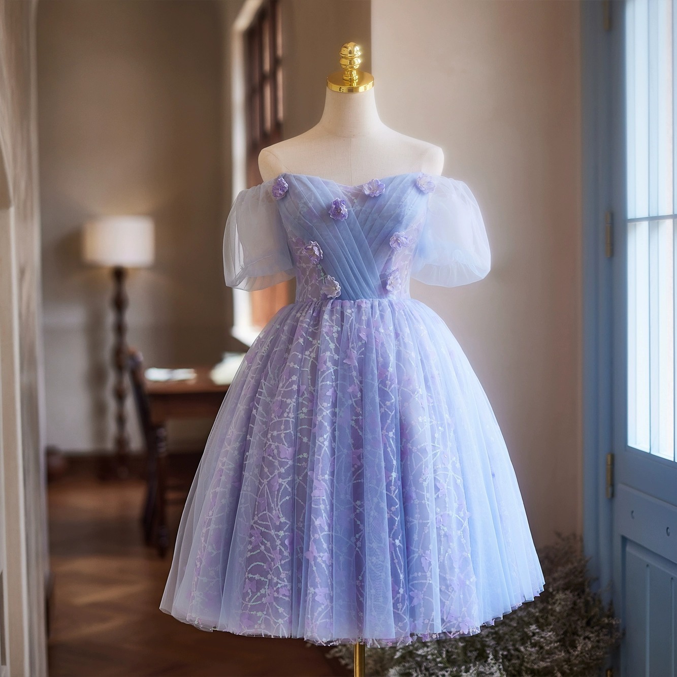 Purple Evening Dress 2026 New Style Light Luxury Niche High-End Colorful Gauze Short Dress for Art Exam Banquet Birthday Princess Dress