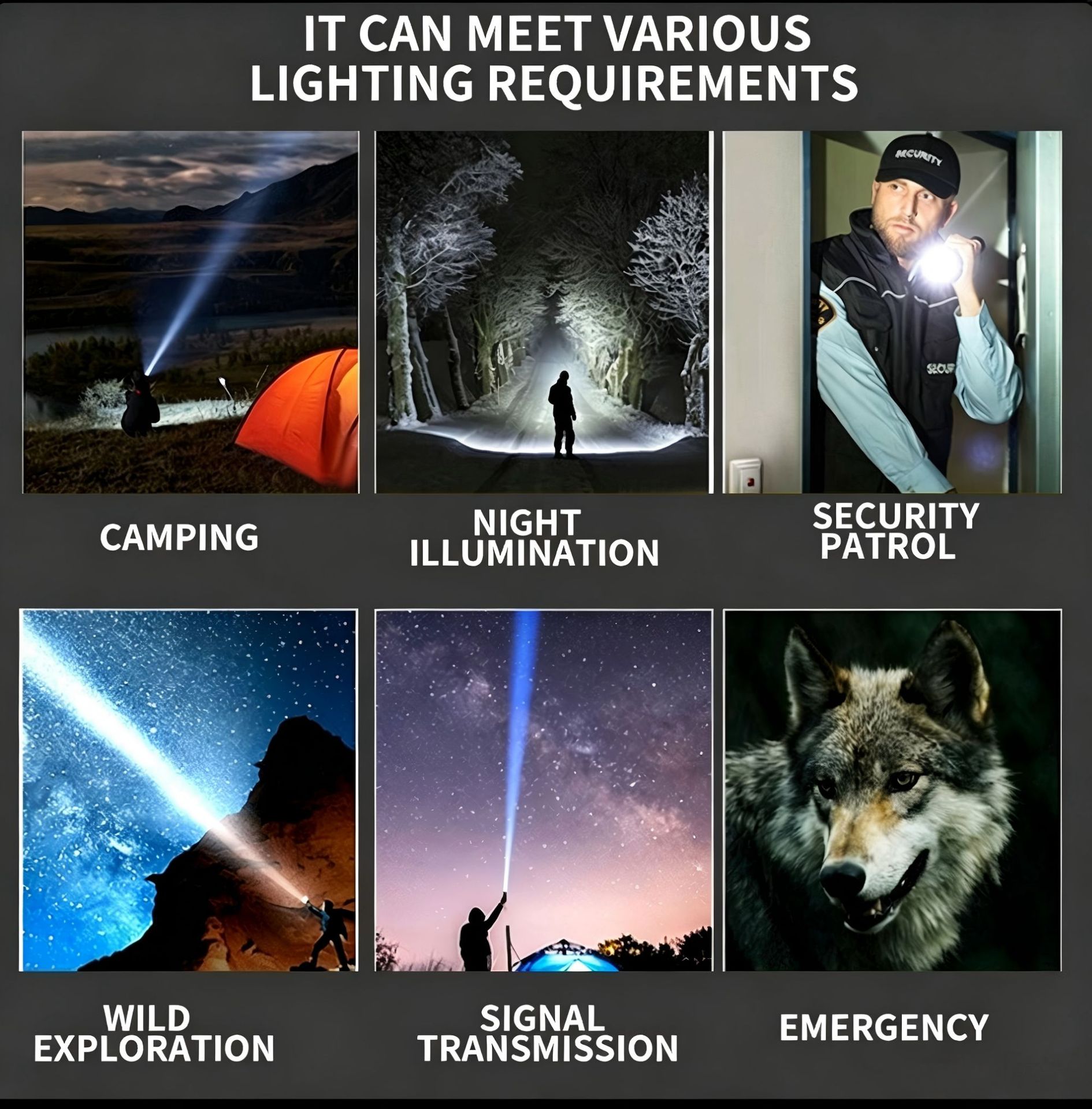Cross-border outdoor flashlight, multi-functional, long-lasting, high-intensity, long-range, with tools, rechargeable, high-power, portable lamp