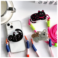 創意貓咪手機背夾斜挎撞色掛繩防丟神器可拆卸結實耐用便攜通用款