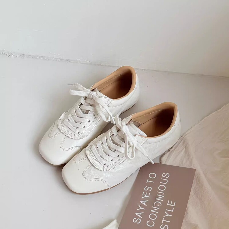 Silver-Colored German Training Shoes for Women, 2026 Spring New Ballet-Style Shoes, Trendy Versatile Niche Fashion Casual Shoes