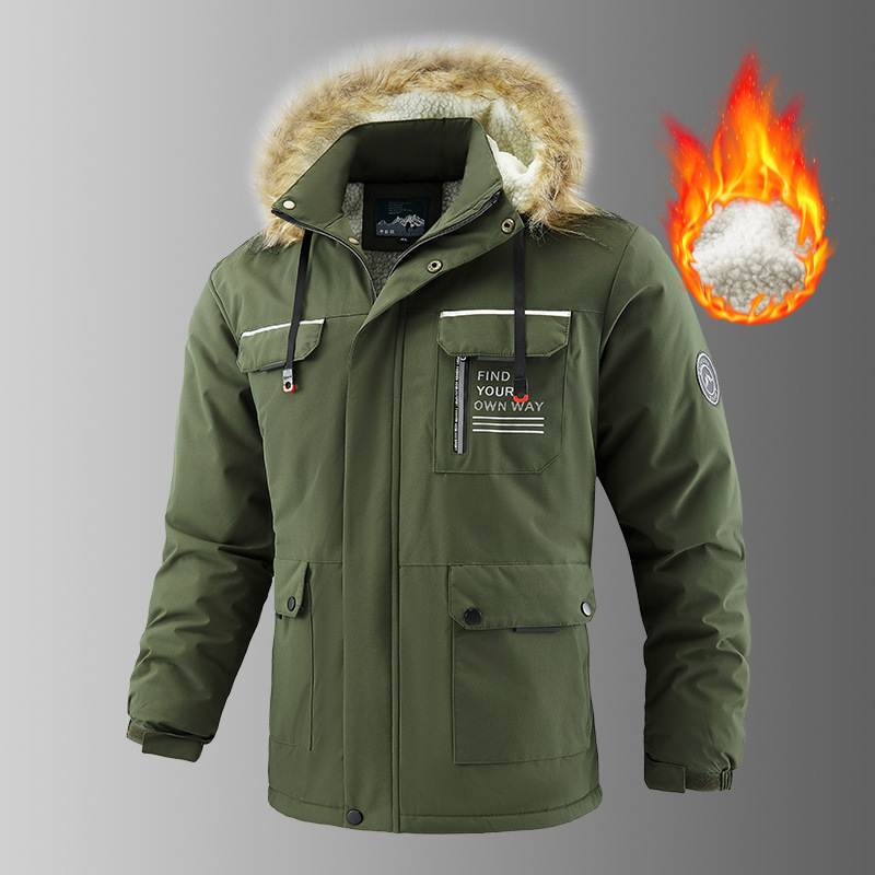 boy Cross-Border Foreign Trade Jacket Winter European And American Workwear Loose Fleece-Lined Warm Fashion Casual Hooded_voghion.com