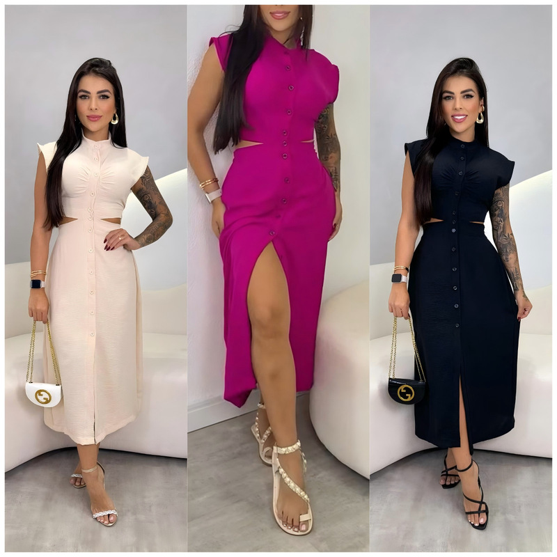 2026 Summer New Lolita Sweet Women's Clothing Polyester Stand-Collar Oversized Skirt French-Style Stunning Long Dress