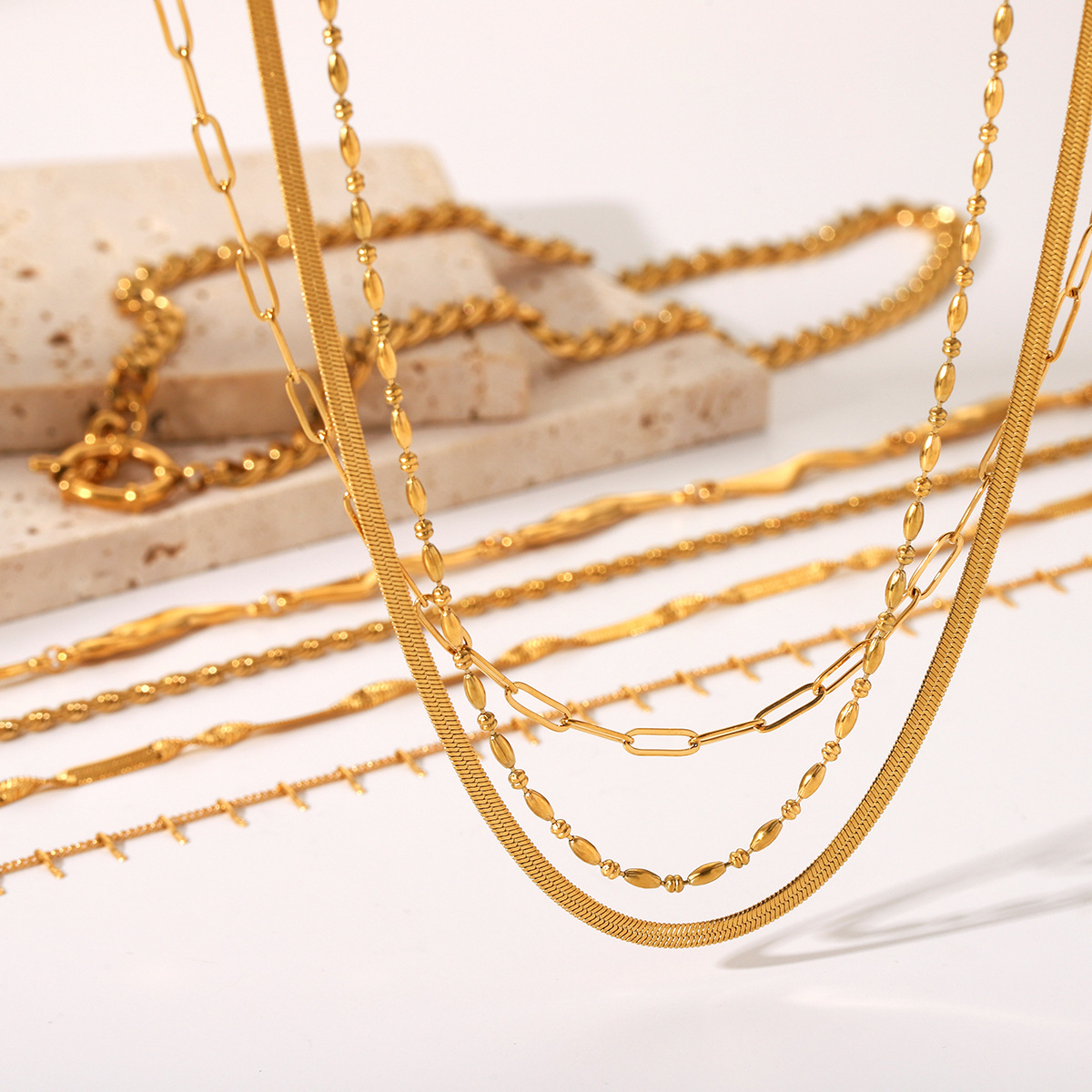 Collana con croce in acciaio inossidabile a catena cubana_voghion.com