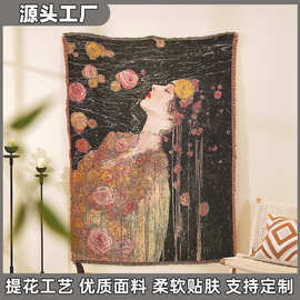 高品质提花线毯加厚加密柔软舒适油画挂毯沙发该毯质感毛毯子定制