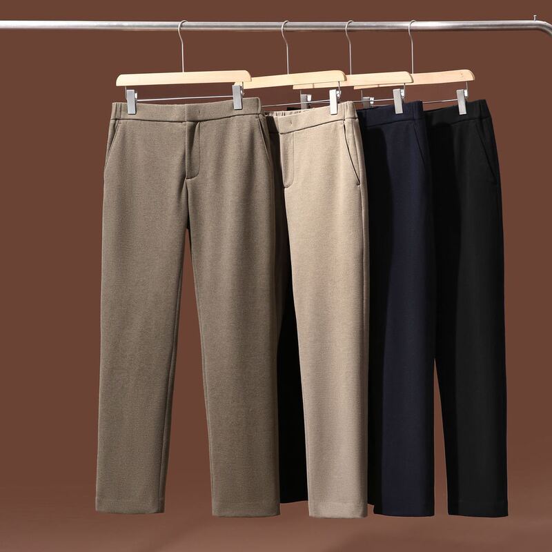 High-End Light Luxury Autumn and Winter Wool and Silk Blended Thickened Warm Wrinkle-Resistant Straight-Leg Business Casual Men's Pants High-End Light Luxury Autumn and Winter Wool and Silk Blended Thickened Warm Wrinkle-Resistant Straight-Leg Business Casual Men's Pants