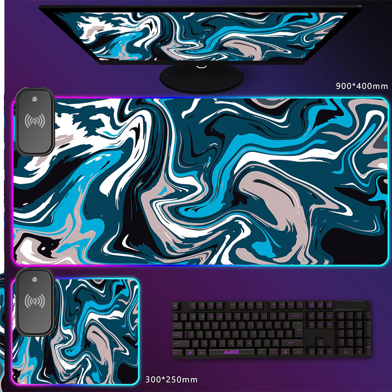 Transfronteriza al por mayor de fábrica nuevo patrón abstracto serie de carga inalámbrica mouse pad color mágico luminoso RGB mouse pad