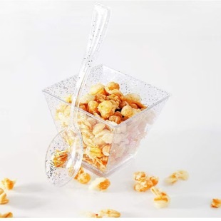 Amazon Spot Set Plus Spoon 2oz Gold Powder Silver Powder Square Cup 60ml Disposable Plastic Mousse Cup Dessert