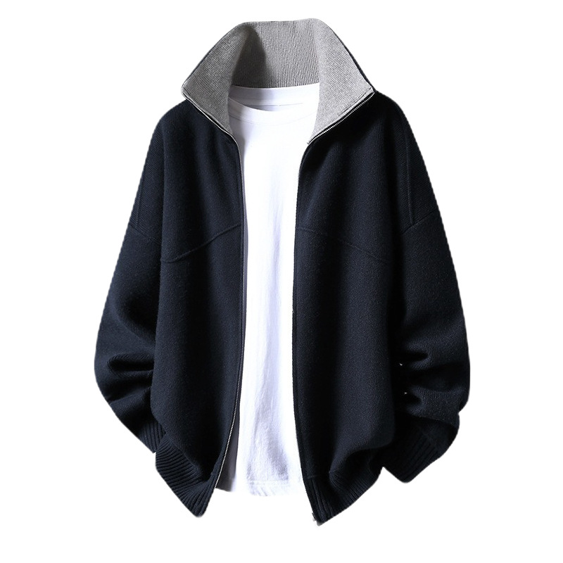 Explosiones transfronterizas europeas camisas de punto de tamaño grande suéter hombre polo camisa con la solapa cardigan chaqueta de negocios fábrica de tendencia mayorista