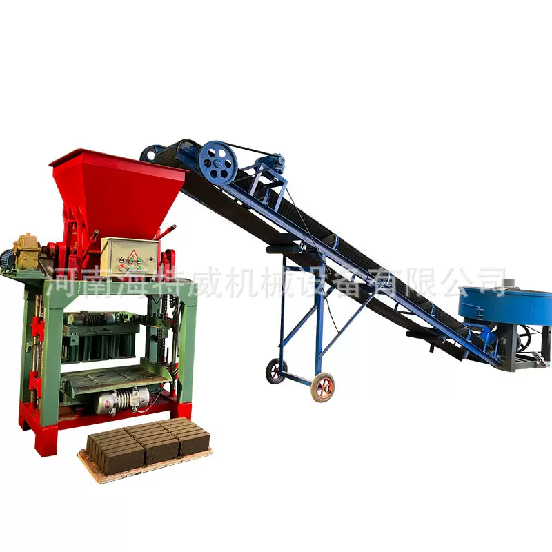 小型水泥砖机生产线建筑材料成型设备混凝土空心半自动免烧砌块机