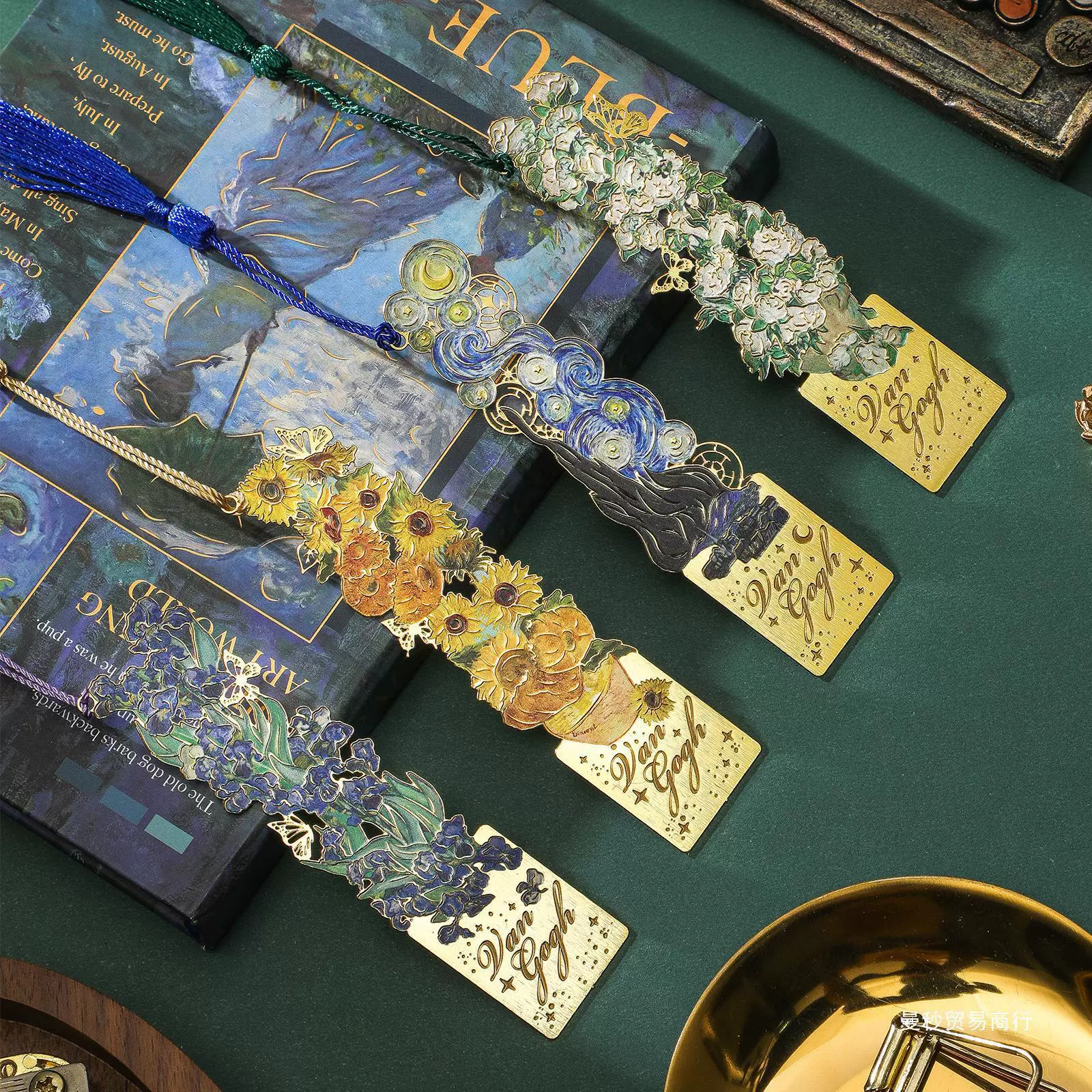 Ретро масляная живопись, полая закладка, металлическая латунная закладка, ученики начальной школы дарят учителям подарки, древние