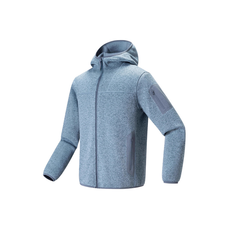 Outdoor Mountain Style Jacket for Men and Women, Windproof and Warm Casual Fleece Jacket with Rubber Pockets, Sports Hooded Jacket