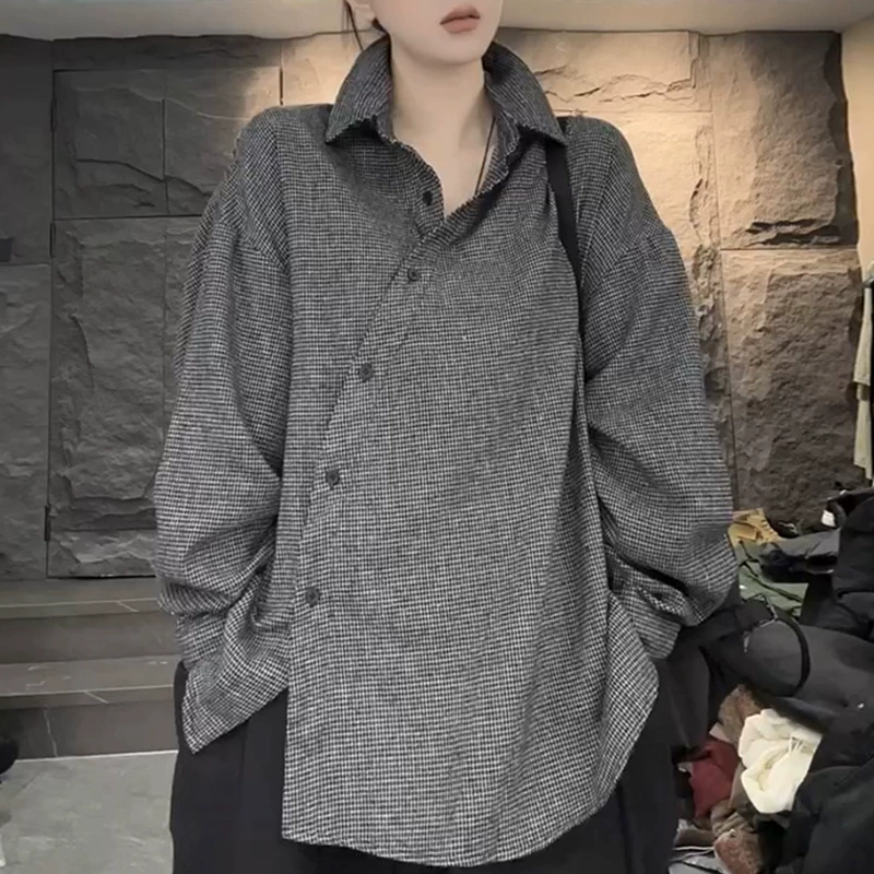 Длинная рубашка женская oversize, свободный крой, осенняя средней длины, европейский стиль