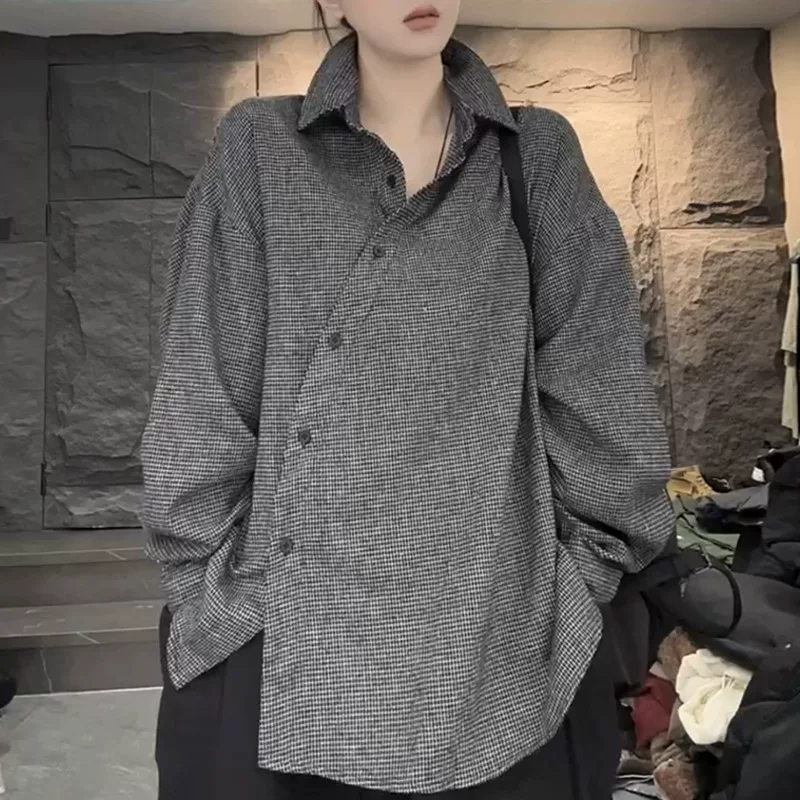 Длинная рубашка женская oversize, свободный крой, осенняя средней длины, европейский стиль