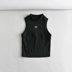 歐美風拼接無袖背心2022春夏女裝新款緊身短款無袖上衣潮