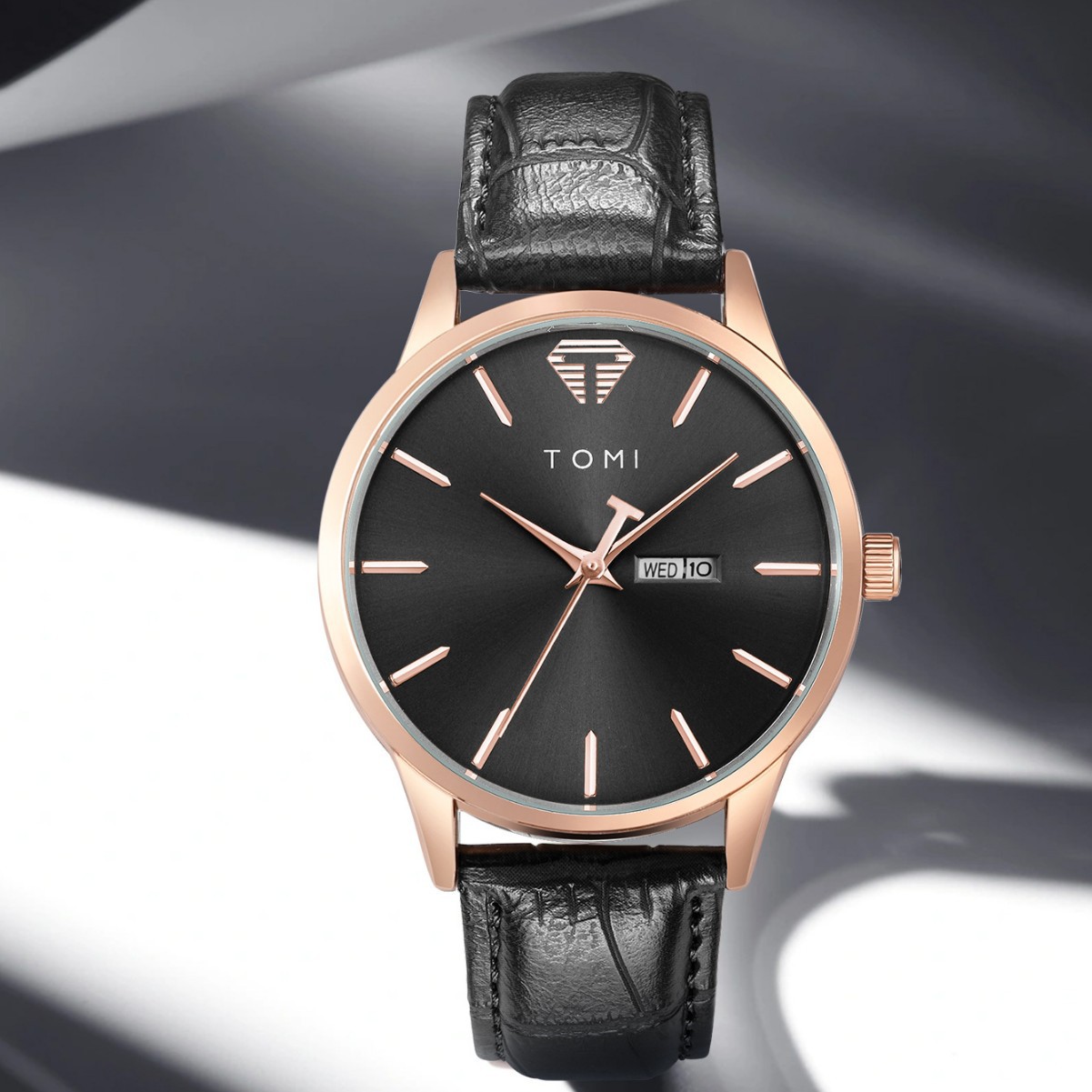 [Factory Direct Supply] TOMI Watch Men's Quartz Watch Simple All-Match Double Calendar Couple's Watch Belt Simple Watch for Men