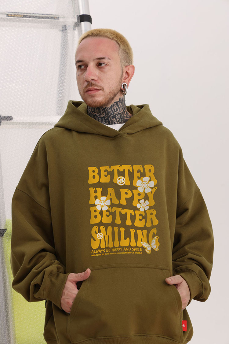 Herren Kapuzenpullover Schwer Mit Daisy Motiv Und Samtfutter_voghion.com