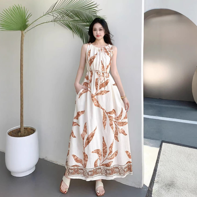 Women's Bohemian Bamboo Cotton Suspender Dress, Sleeveless Summer Dress for Outdoor Wear, Yunnan Travel Outfit