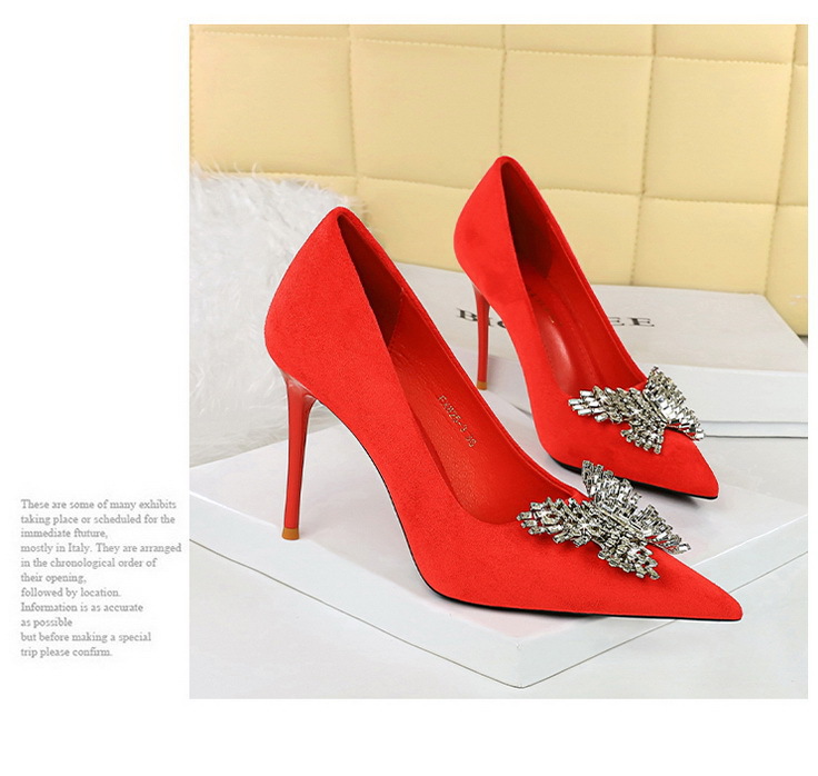 Women's Shoes banquet high heels stiletto women's shoes suede shallow mouth pointed metal butterfly rhinestone single shoes_voghion.com